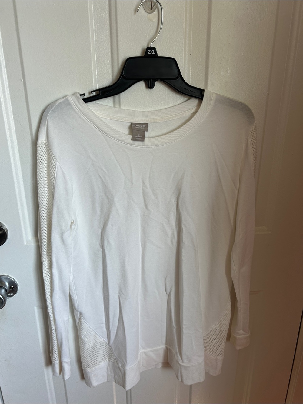 Chico’s Zenergy White Long Sleeve Top with Mesh Insets